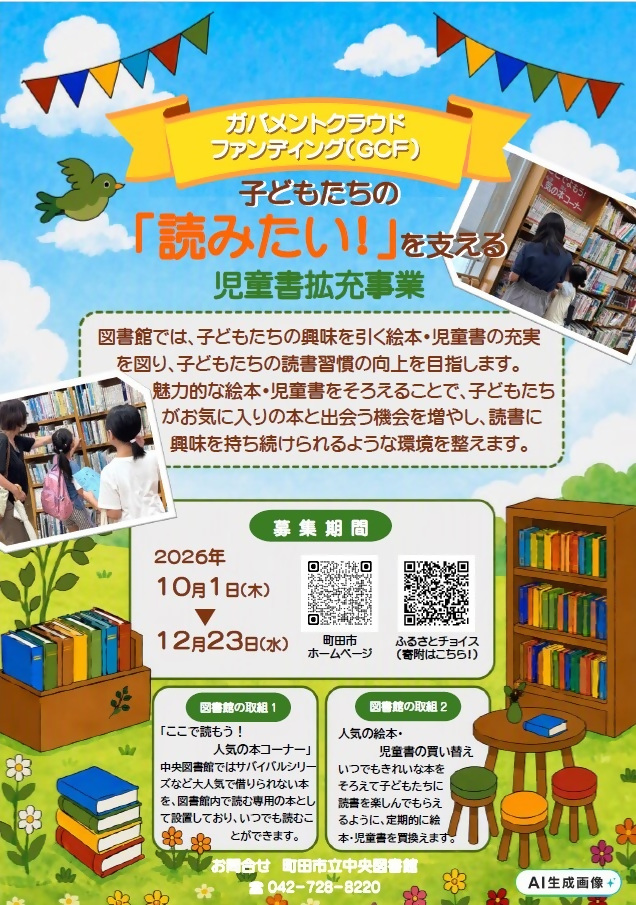 「子どもたちの『読みたい！』を支える児童書拡充事業」チラシ